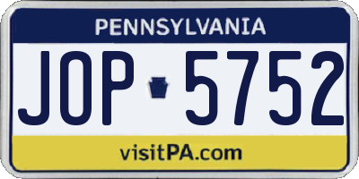 PA license plate JOP5752