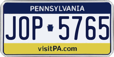 PA license plate JOP5765