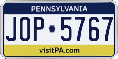 PA license plate JOP5767