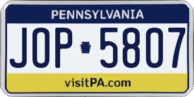 PA license plate JOP5807