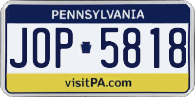 PA license plate JOP5818