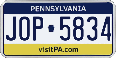 PA license plate JOP5834