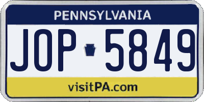 PA license plate JOP5849