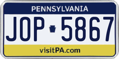 PA license plate JOP5867
