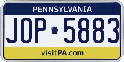 PA license plate JOP5883