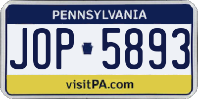 PA license plate JOP5893