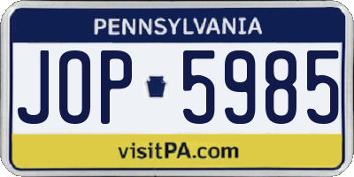 PA license plate JOP5985