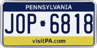 PA license plate JOP6818
