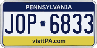 PA license plate JOP6833