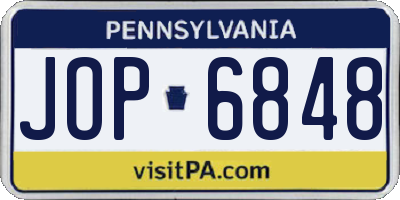 PA license plate JOP6848