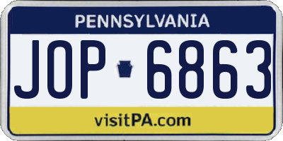 PA license plate JOP6863