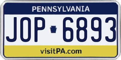 PA license plate JOP6893