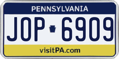 PA license plate JOP6909