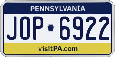 PA license plate JOP6922
