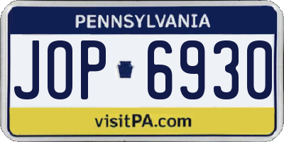 PA license plate JOP6930