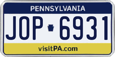 PA license plate JOP6931