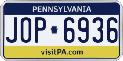 PA license plate JOP6936