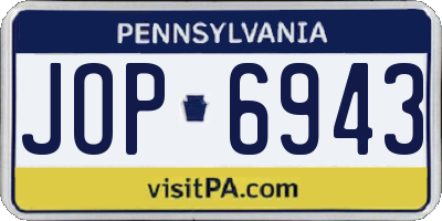 PA license plate JOP6943