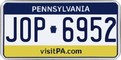PA license plate JOP6952