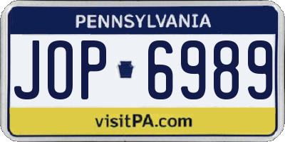 PA license plate JOP6989