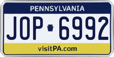 PA license plate JOP6992