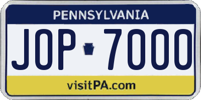 PA license plate JOP7000