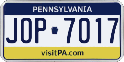 PA license plate JOP7017