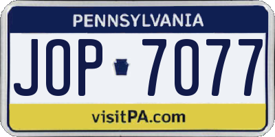 PA license plate JOP7077