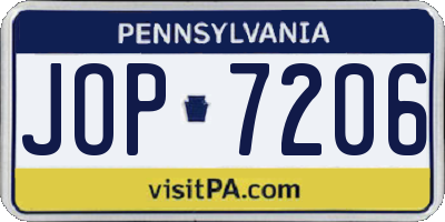 PA license plate JOP7206