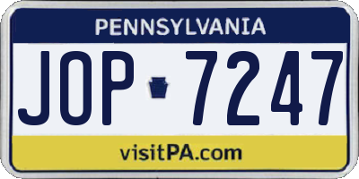 PA license plate JOP7247