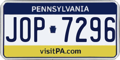 PA license plate JOP7296