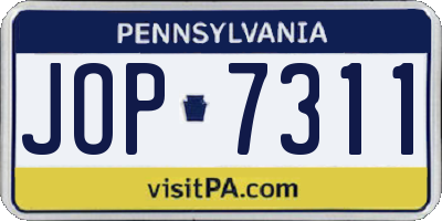 PA license plate JOP7311