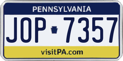 PA license plate JOP7357