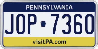 PA license plate JOP7360