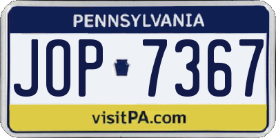 PA license plate JOP7367