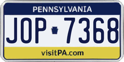 PA license plate JOP7368