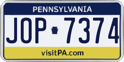 PA license plate JOP7374