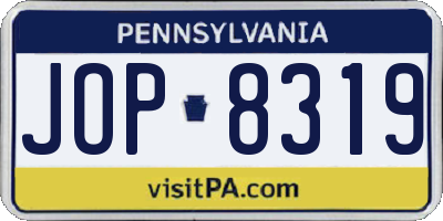 PA license plate JOP8319