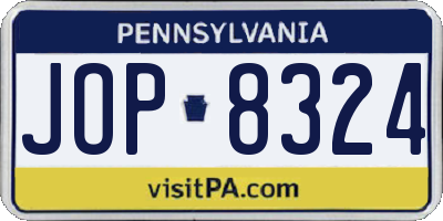 PA license plate JOP8324