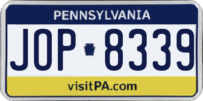 PA license plate JOP8339