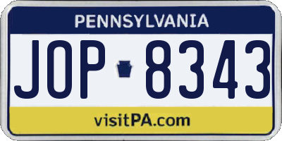 PA license plate JOP8343