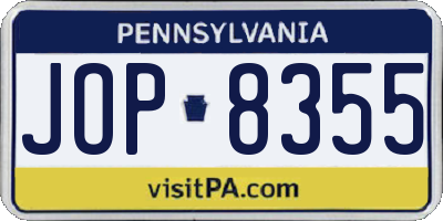 PA license plate JOP8355