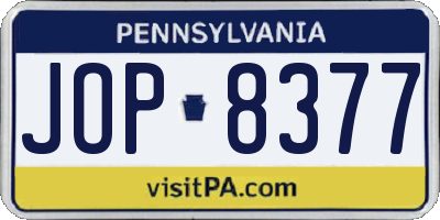 PA license plate JOP8377