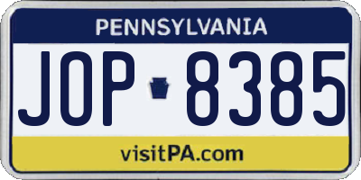 PA license plate JOP8385