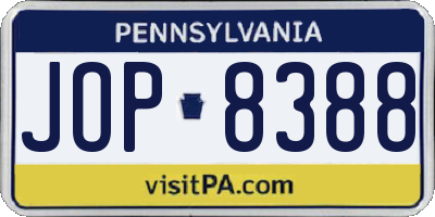PA license plate JOP8388