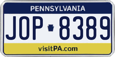 PA license plate JOP8389