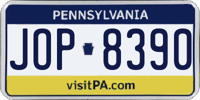 PA license plate JOP8390