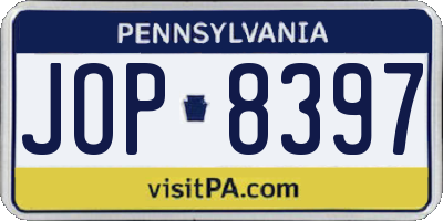 PA license plate JOP8397