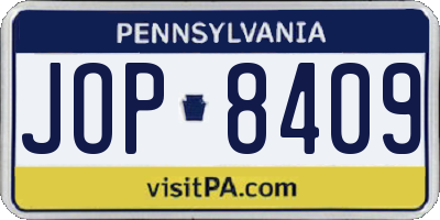 PA license plate JOP8409