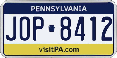 PA license plate JOP8412